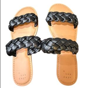 a new day Black Braided Slide Sandals